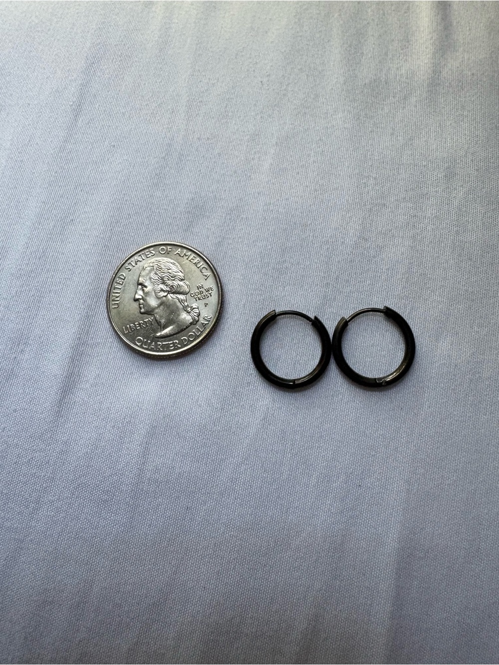 Black Stainless Steel Huggie Hoop Earrings - Small